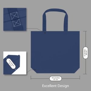 Blue Cotton Canvas Tote Bag Fashionable Two-Tone Cloth Bags Sublimation Blank