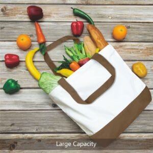 Brown Cotton Canvas Tote Bag Fashionable Two-Tone Cloth Bags Sublimation Blank