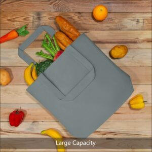 Gray Cotton Canvas Tote Bag Fashionable Two-Tone Cloth Bags Sublimation Blank