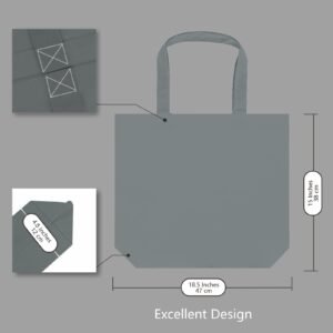 Gray Cotton Canvas Tote Bag Fashionable Two-Tone Cloth Bags Sublimation Blank