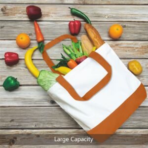 Orange White Cotton Canvas Tote Bag Fashionable Two-Tone Cloth Bags Sublimation Blank