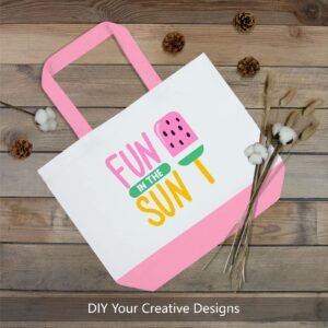 Pink Cotton Canvas Tote Bag Fashionable Two-Tone Cloth Bags Sublimation Blank