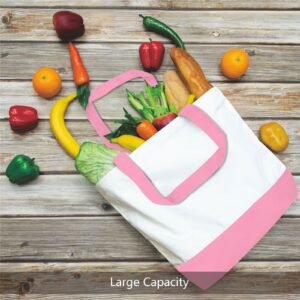 Pink Cotton Canvas Tote Bag Fashionable Two-Tone Cloth Bags Sublimation Blank