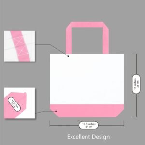 Pink Cotton Canvas Tote Bag Fashionable Two-Tone Cloth Bags Sublimation Blank