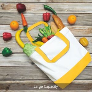 Yellow White Cotton Canvas Tote Bag Fashionable Two-Tone Cloth Bags Sublimation Blank