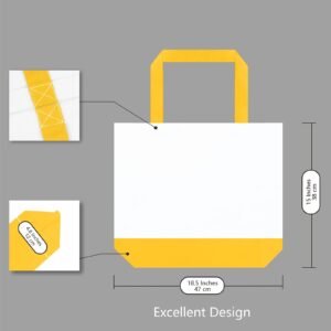 Yellow White Cotton Canvas Tote Bag Fashionable Two-Tone Cloth Bags Sublimation Blank