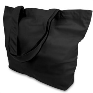 Black Cotton Canvas Tote Bag Fashionable Two-Tone Cloth Bags Sublimation Blank