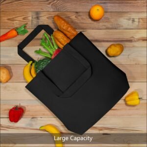 Black Cotton Canvas Tote Bag Fashionable Two-Tone Cloth Bags Sublimation Blank