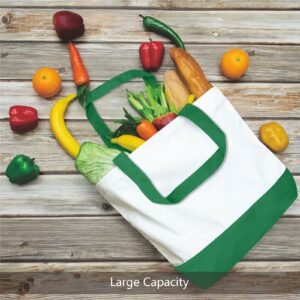 Green White Canvas Tote Bag Fashionable Two-Tone Cloth Bags Sublimation Blank