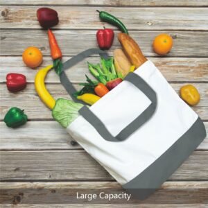 Gray Cotton Canvas Tote Bag Fashionable Two-Tone Cloth Bags Sublimation Blank