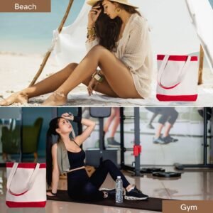 Red Canvas Tote Bag with Handles Gusset Sublimation Blank