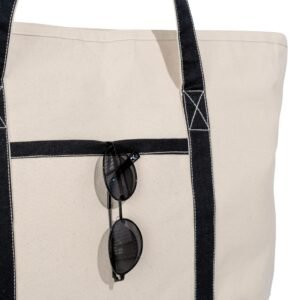 Black Extra Large Canvas Tote Bags with Zipper Sublimation Blank