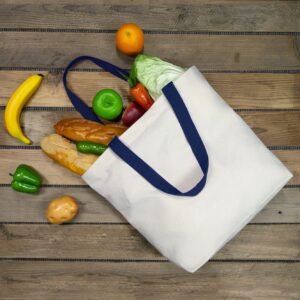 Blue Nature Canvas Tote Bags with Magnetic Snap Reusable Grocery Shopping Bags Sublimation Blank