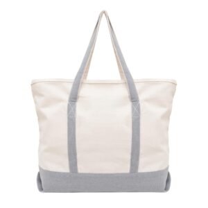 Gray Extra Large Canvas Tote Bags with Zipper Sublimation Blank