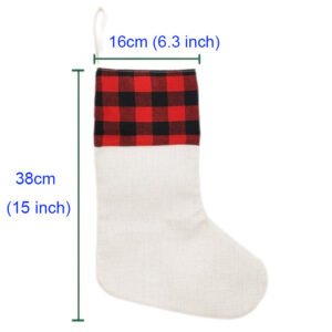 Christmas Socks Linen Red And Black Checkered Sublimation Blank