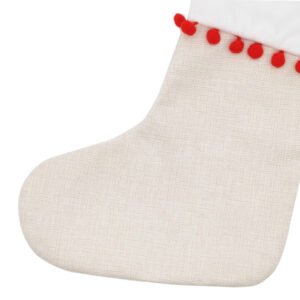 Christmas Socks Linen Red Hydrangeas Sublimation Blank