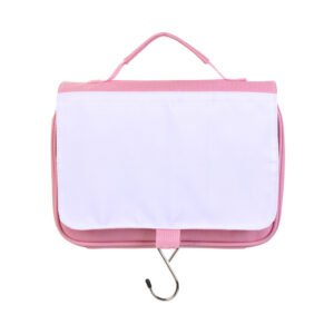 Pink Hanging Hook Makeup Bags Toiletry Pouch with Removable Flap for Sublimation