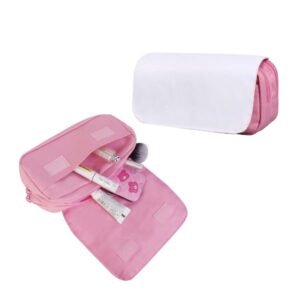Pink Makeup Bags Toiletry Pouch with Removable Flap for Sublimation