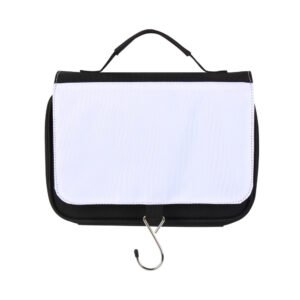 Black Hanging Hook Makeup Bags Toiletry Pouch with Removable Flap for Sublimation