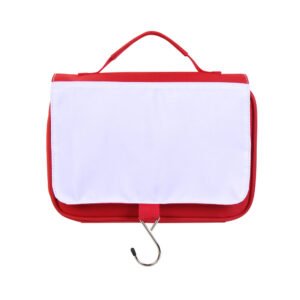 Red Hanging Hook Makeup Bags Toiletry Pouch with Removable Flap for Sublimation