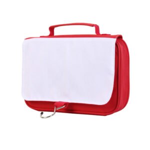 Red Hanging Hook Makeup Bags Toiletry Pouch with Removable Flap for Sublimation