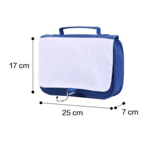 Blue Hanging Hook Makeup Bags Toiletry Pouch with Removable Flap for Sublimation