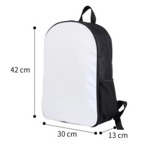 Black Backpack Zipper Student School Bag Sublimation Blank