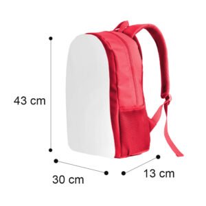 Red Backpack Zipper Student School Bag Sublimation Blank