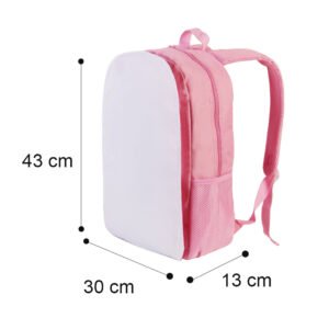Pink Backpack Zipper Student School Bag Sublimation Blank