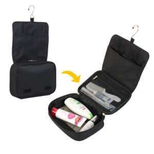Black Hanging Hook Makeup Bags Toiletry Pouch with Removable Flap for Sublimation
