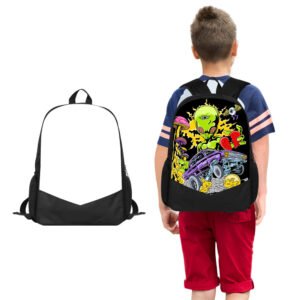 Black Triangle Backpack Zipper Student School Bag Sublimation Blank