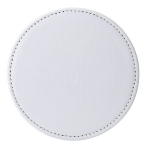 Round 4 Inch 10 CM Black White Leather Sublimation Coasters Blanks Bulk with Sewn Edge Cup Mat