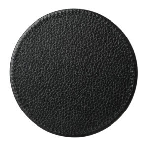 Round 4 Inch 10 CM Black White Leather Sublimation Coasters Blanks Bulk with Sewn Edge Cup Mat